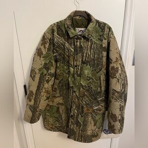Duxbak Hunting Jacket Vintage RealTree Camo Quilted Mens Long Camouflage Coat XL
